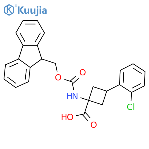 3-(2-chlorophenyl)-1-({(9H-fluoren-9-yl)methoxycarbonyl}amino)cyclobutane-1-carboxylic acid structure