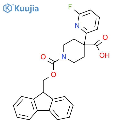 1-{(9H-fluoren-9-yl)methoxycarbonyl}-4-(6-fluoropyridin-2-yl)piperidine-4-carboxylic acid structure