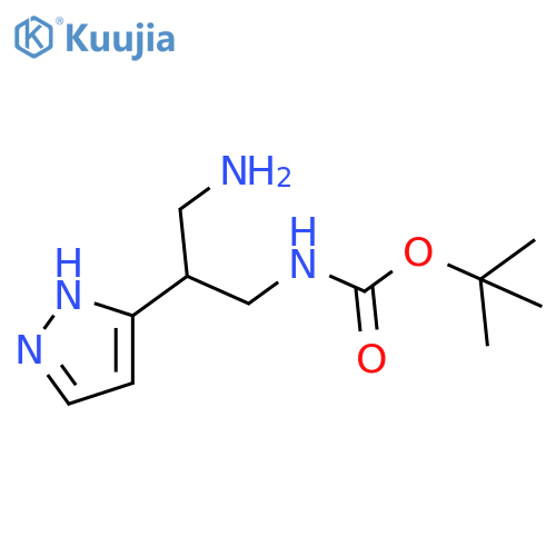 tert-butyl N-3-amino-2-(1H-pyrazol-5-yl)propylcarbamate structure