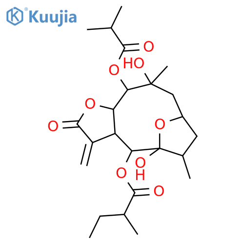2,5-Epoxy-5,6,9,10-tetrahydroxy-11(13)-germacren-12,8-olide; (2α,4βH,5α,6β,7βH,8β,9α,10α)-form, 6-O-(2ξ-Methylbutanoyl), 9-O-(2-methylpropanoyl) structure