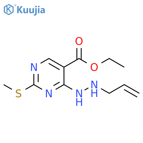 5-Pyrimidinecarboxylic acid, 2-(methylthio)-4-[2-(2-propen-1-yl)hydrazinyl]-, ethyl ester structure
