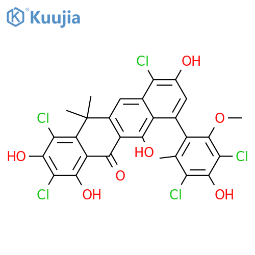 Naphthacemycin B1; 1,3,3',5',10-Pentachloro, 2'-Me ether structure