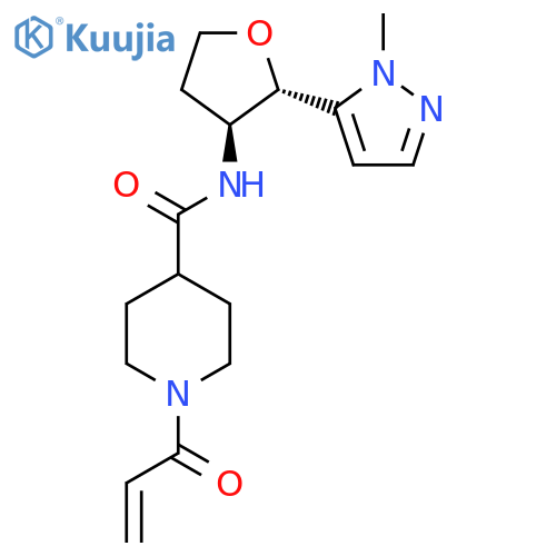 N-[(2S,3S)-2-(2-Methylpyrazol-3-yl)oxolan-3-yl]-1-prop-2-enoylpiperidine-4-carboxamide structure