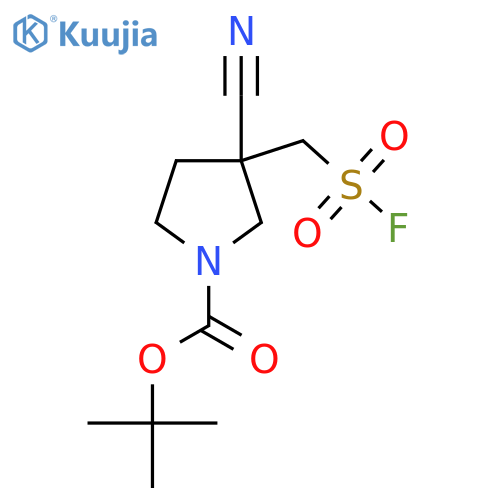 Tert-butyl 3-cyano-3-(fluorosulfonylmethyl)pyrrolidine-1-carboxylate structure