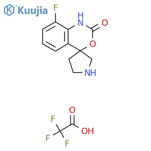 8-Fluorospiro[1H-3,1-benzoxazine-4,3'-pyrrolidine]-2-one;2,2,2-trifluoroacetic acid structure