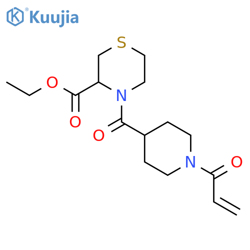 Ethyl 4-[1-(prop-2-enoyl)piperidine-4-carbonyl]thiomorpholine-3-carboxylate structure