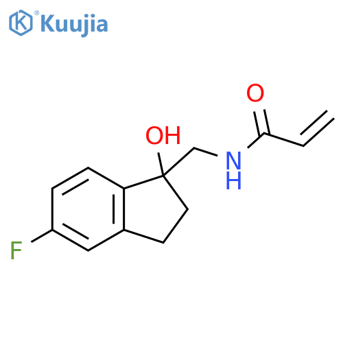 N-(5-fluoro-1-hydroxy-2,3-dihydro-1H-inden-1-yl)methylprop-2-enamide structure