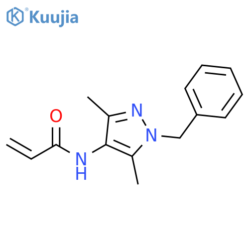 N-(1-benzyl-3,5-dimethyl-1H-pyrazol-4-yl)prop-2-enamide structure
