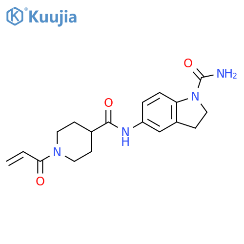 2,3-Dihydro-5-[[[1-(1-oxo-2-propen-1-yl)-4-piperidinyl]carbonyl]amino]-1H-indole-1-carboxamide structure
