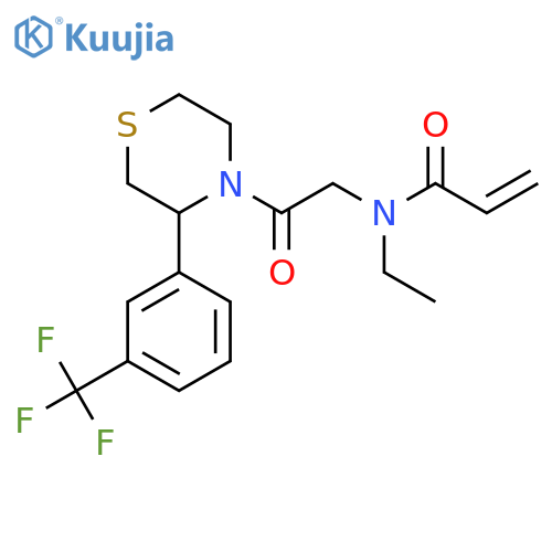 N-ethyl-N-(2-oxo-2-{3-[3-(trifluoromethyl)phenyl]thiomorpholin-4-yl}ethyl)prop-2-enamide structure