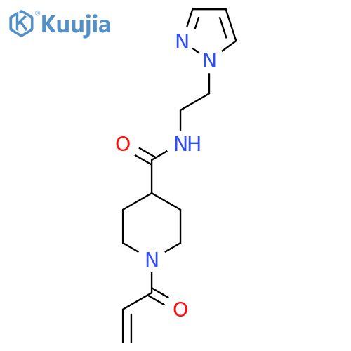1-(prop-2-enoyl)-N-2-(1H-pyrazol-1-yl)ethylpiperidine-4-carboxamide structure