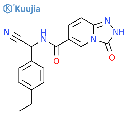 N-[Cyano(4-ethylphenyl)methyl]-2,3-dihydro-3-oxo-1,2,4-triazolo[4,3-a]pyridine-6-carboxamide structure