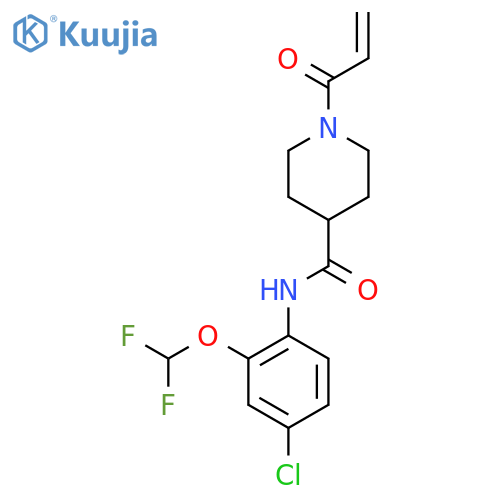 N-[4-chloro-2-(difluoromethoxy)phenyl]-1-(prop-2-enoyl)piperidine-4-carboxamide structure