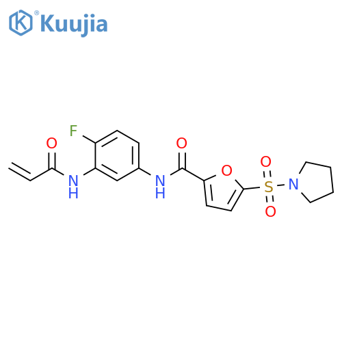 N-[4-Fluoro-3-[(1-oxo-2-propen-1-yl)amino]phenyl]-5-(1-pyrrolidinylsulfonyl)-2-furancarboxamide structure