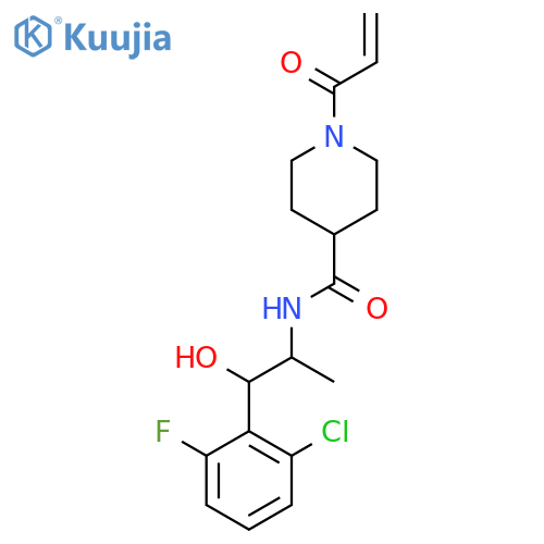 N-[1-(2-Chloro-6-fluorophenyl)-1-hydroxypropan-2-yl]-1-prop-2-enoylpiperidine-4-carboxamide structure