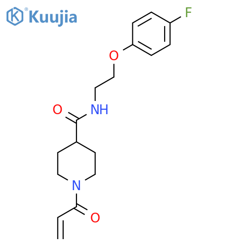 N-[2-(4-fluorophenoxy)ethyl]-1-(prop-2-enoyl)piperidine-4-carboxamide structure