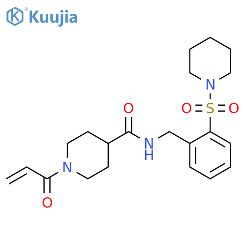 N-[(2-Piperidin-1-ylsulfonylphenyl)methyl]-1-prop-2-enoylpiperidine-4-carboxamide structure