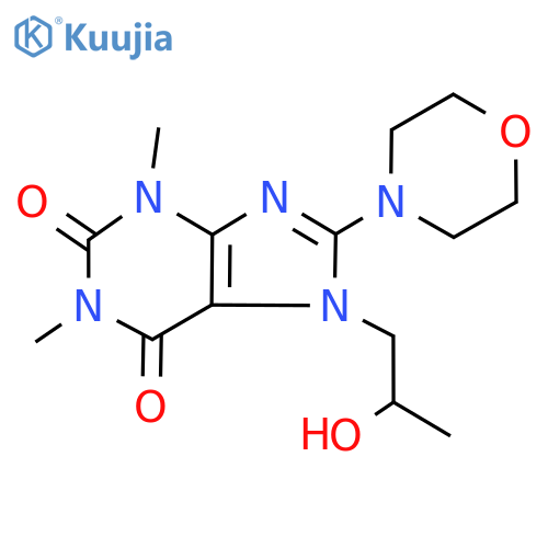 7-(2-hydroxypropyl)-1,3-dimethyl-8-(morpholin-4-yl)-2,3,6,7-tetrahydro-1H-purine-2,6-dione structure