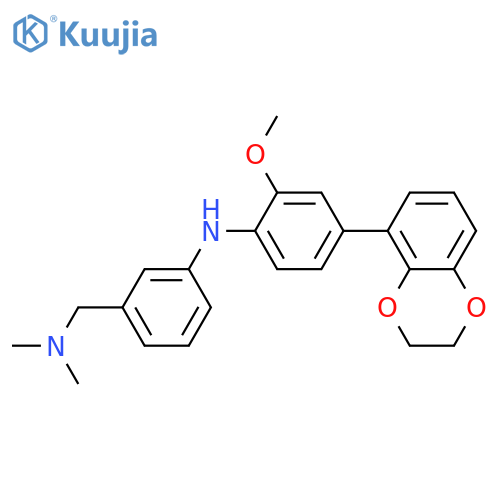 Benzenemethanamine, 3-[[4-(2,3-dihydro-1,4-benzodioxin-5-yl)-2-methoxyphenyl]amino]-N,N-dimethyl- structure