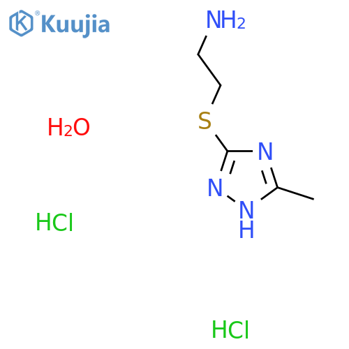 2-((3-Methyl-1H-1,2,4-triazol-5-yl)thio)ethanamine dihydrochloride hydrate structure