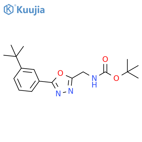 [5-(3-tert-Butyl-phenyl)-[1,3,4]oxadiazol-2-ylmethyl]-carbamic acid tert-butyl ester structure