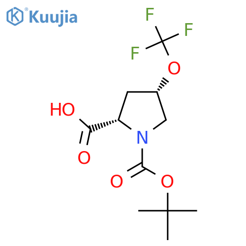 (2S,4S)-1-[(2-Methylpropan-2-yl)oxycarbonyl]-4-(trifluoromethoxy)pyrrolidine-2-carboxylic acid structure