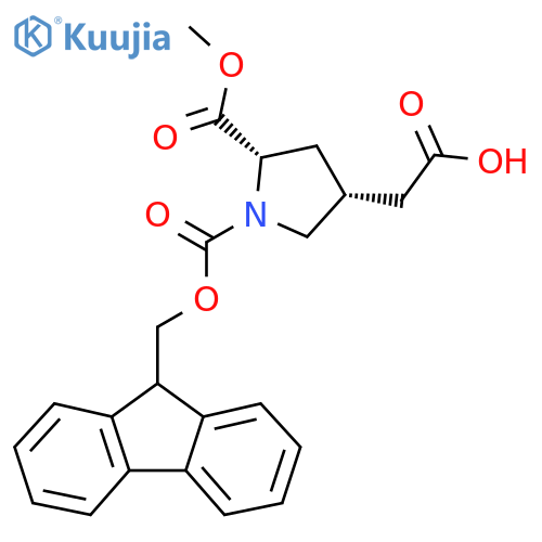 2-[(3R,5S)-1-(9H-Fluoren-9-ylmethoxycarbonyl)-5-methoxycarbonylpyrrolidin-3-yl]acetic acid structure