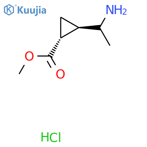 Methyl (1R,2R)-2-(1-aminoethyl)cyclopropane-1-carboxylate;hydrochloride structure