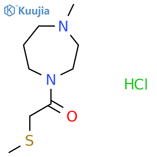 Ethanone, 1-(hexahydro-4-methyl-1H-1,4-diazepin-1-yl)-2-(methylthio)-, hydrochloride (1:1) structure