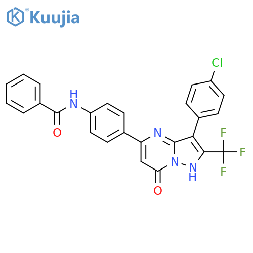 N-{4-3-(4-chlorophenyl)-7-oxo-2-(trifluoromethyl)-1H,7H-pyrazolo1,5-apyrimidin-5-ylphenyl}benzamide structure