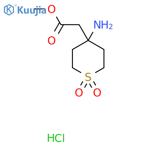2H-Thiopyran-4-acetic acid, 4-aminotetrahydro-, methyl ester, 1,1-dioxide, hydrochloride (1:1) structure