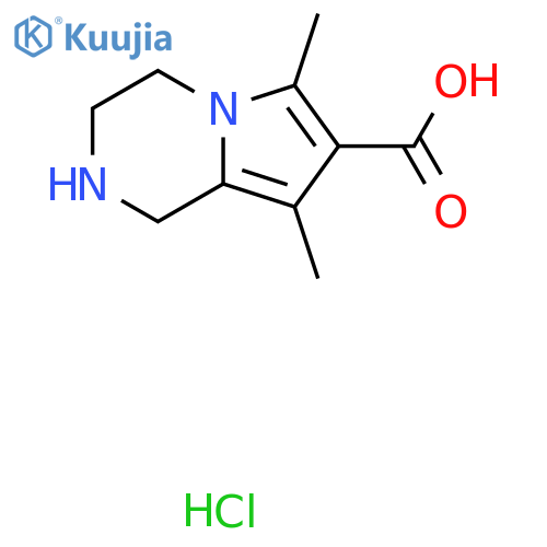 6,8-Dimethyl-1,2,3,4-tetrahydropyrrolo[1,2-a]pyrazine-7-carboxylic acid;hydrochloride structure