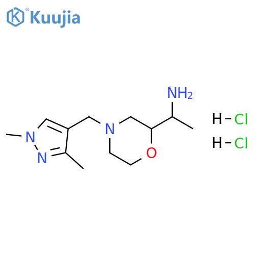 2-Morpholinemethanamine, 4-[(1,3-dimethyl-1H-pyrazol-4-yl)methyl]-α-methyl-, hydrochloride (1:2) structure