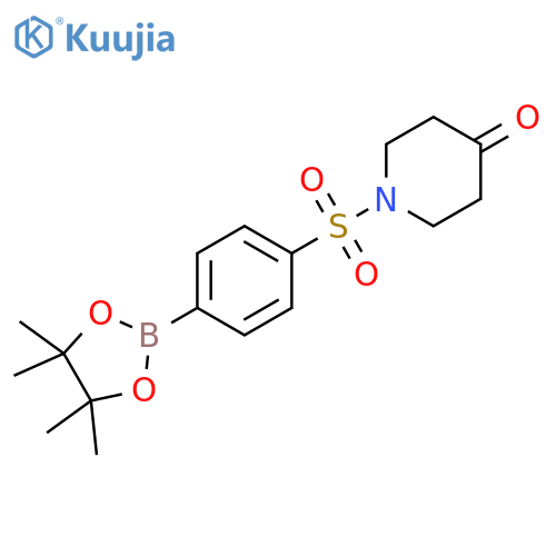 1-{[4-(Tetramethyl-1,3,2-dioxaborolan-2-yl)benzene]sulfonyl}piperidin-4-one structure