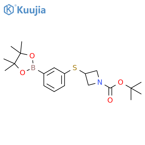 3-[(N-BOC-Azetidin-3-yl)sulfanyl]phenylboronic acid, pinacol ester structure