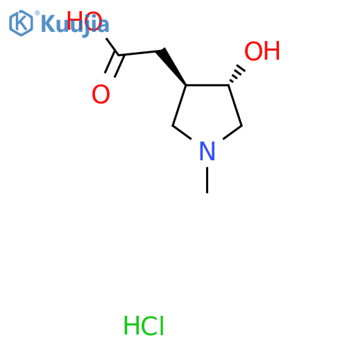 2-[(3R,4S)-4-Hydroxy-1-methylpyrrolidin-3-yl]acetic acid;hydrochloride structure
