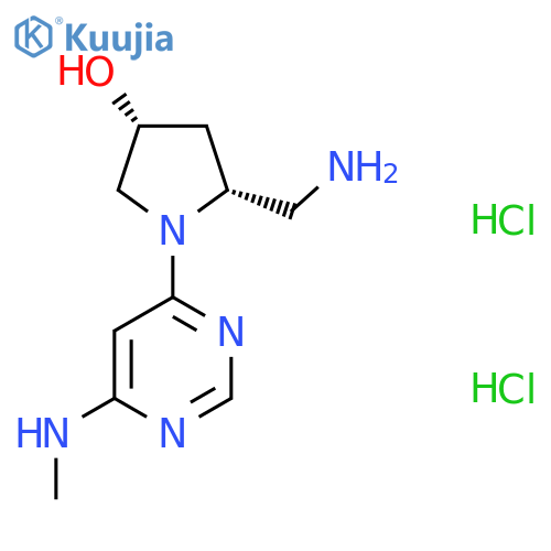 (3R,5R)-5-(Aminomethyl)-1-[6-(methylamino)pyrimidin-4-yl]pyrrolidin-3-ol;dihydrochloride structure