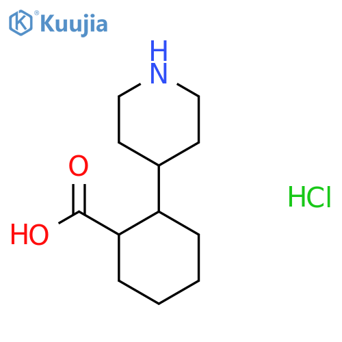 2-Piperidin-4-ylcyclohexane-1-carboxylic acid;hydrochloride structure