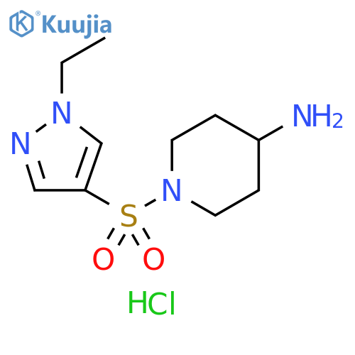 4-Piperidinamine, 1-[(1-ethyl-1H-pyrazol-4-yl)sulfonyl]-, hydrochloride (1:2) structure