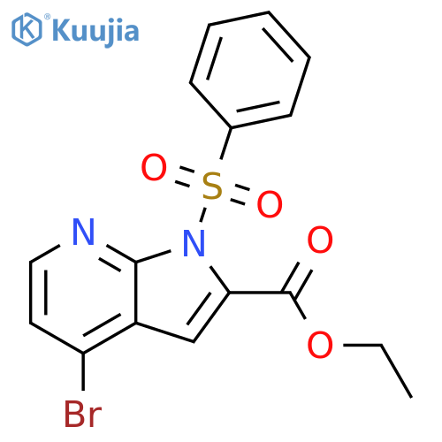 1H-Pyrrolo[2,3-b]pyridine-2-carboxylic acid, 4-bromo-1-(phenylsulfonyl)-, ethyl ester structure