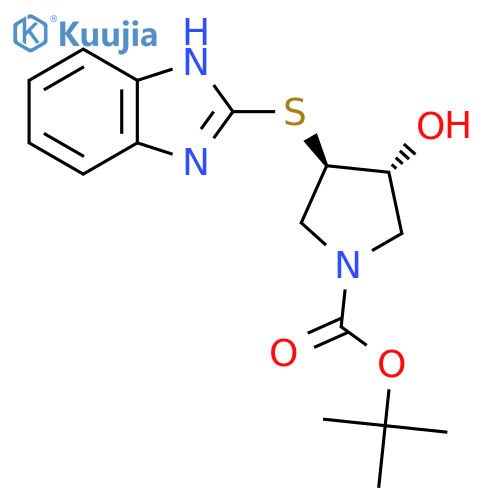 tert-butyl (3R,4R)-3-(1H-1,3-benzodiazol-2-ylsulfanyl)-4-hydroxypyrrolidine-1-carboxylate structure