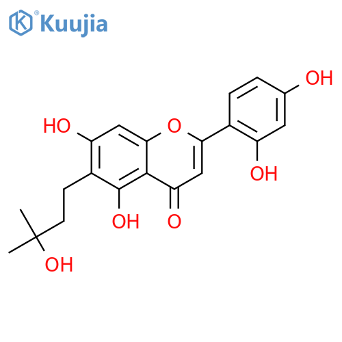 2-(2,4-dihydroxy-phenyl)-5,7-dihydroxy-6-(3-hydroxy-3-methyl-butyl)-chromen-4-one structure