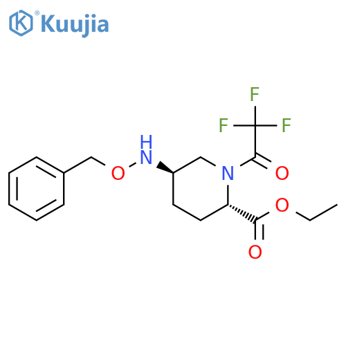 (2S,5R)-ethyl 5-((benzyloxy)amino)-1-(2,2,2-trifluoroacetyl)piperidine-2-carboxylate structure