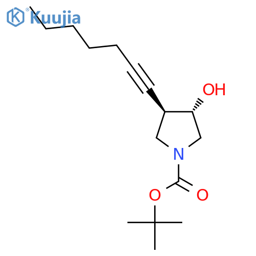 tert-butyl (3R,4S)-3-(hept-1-yn-1-yl)-4-hydroxypyrrolidine-1-carboxylate structure