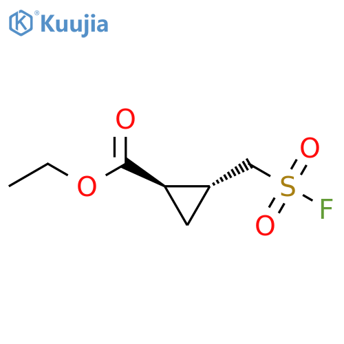 rac-ethyl (1R,2R)-2-[(fluorosulfonyl)methyl]cyclopropane-1-carboxylate structure