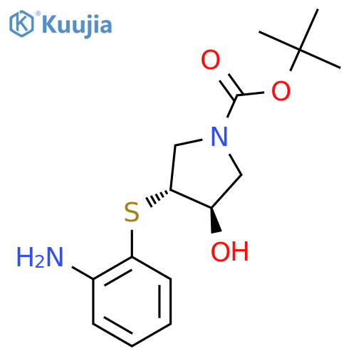 tert-butyl (3R,4R)-3-[(2-aminophenyl)sulfanyl]-4-hydroxypyrrolidine-1-carboxylate structure