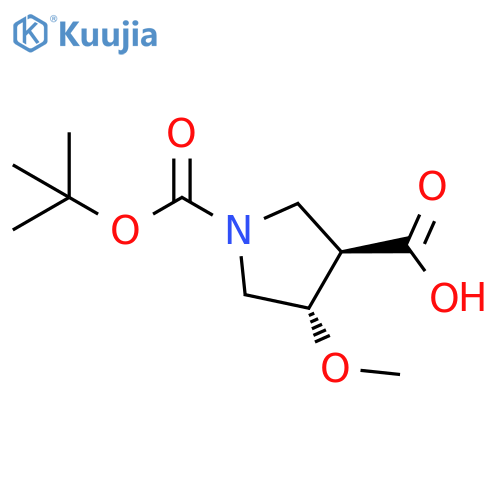 1,3-Pyrrolidinedicarboxylic acid, 4-methoxy-, 1-(1,1-dimethylethyl) ester, (3R,4S)- structure