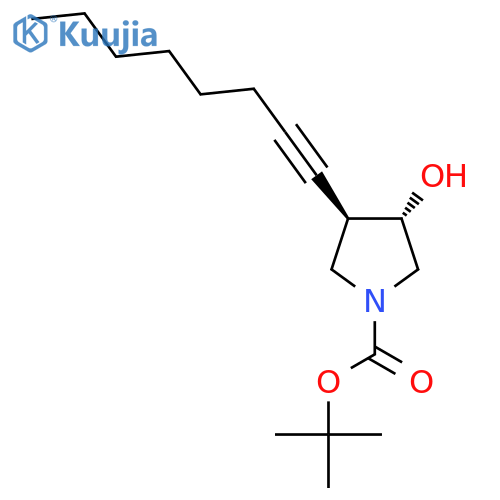 tert-butyl (3S,4R)-3-hydroxy-4-(oct-1-yn-1-yl)pyrrolidine-1-carboxylate structure