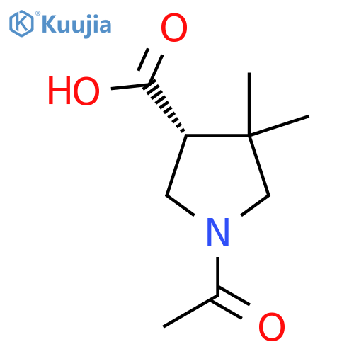 (3R)-1-acetyl-4,4-dimethylpyrrolidine-3-carboxylic acid structure