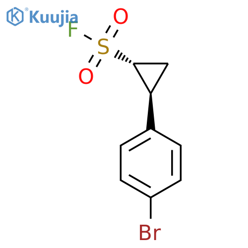 rac-(1R,2S)-2-(4-bromophenyl)cyclopropane-1-sulfonyl fluoride structure
